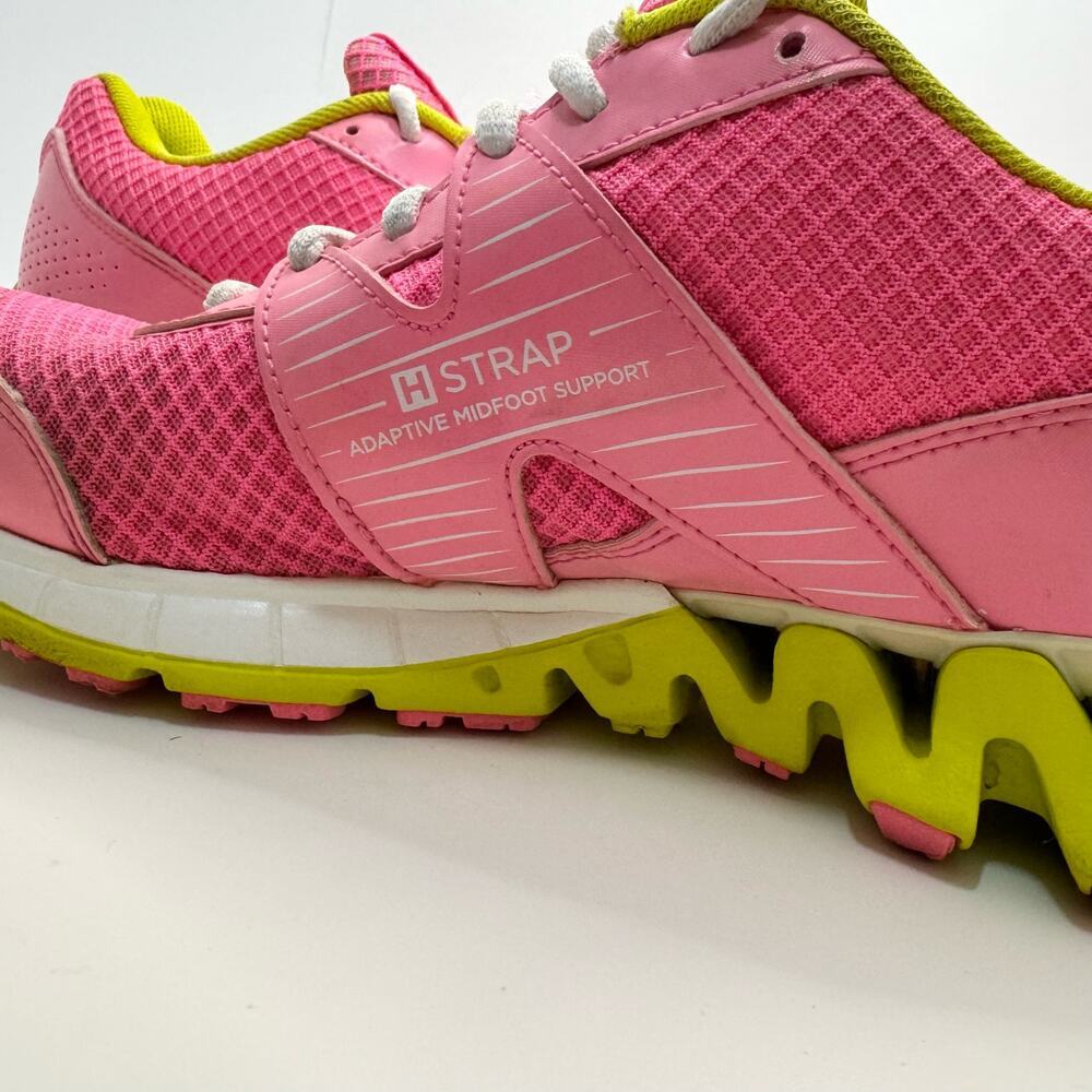 Reebok ZigTech H Strap Pink Yellow Mesh Running Sneakers Womens Size 5 - Picture 5 of 7
